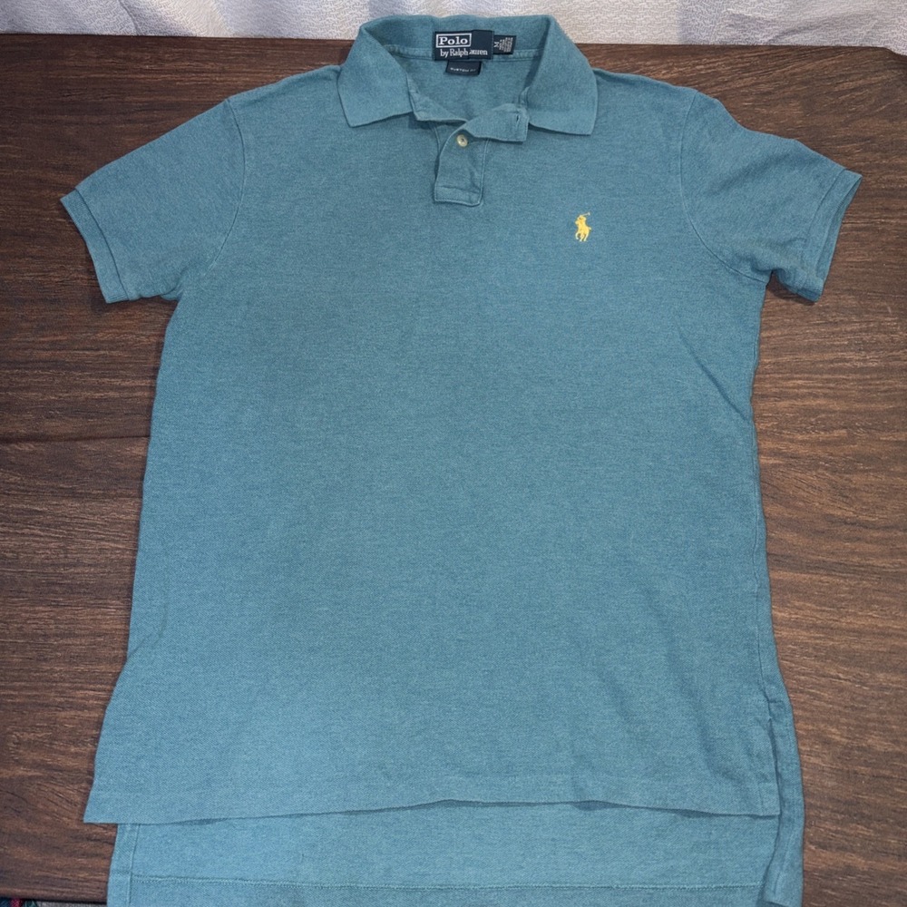 Polo Ralph Lauren Men's Medium Custom Fit Short Sleeve Teal Polo Shirt